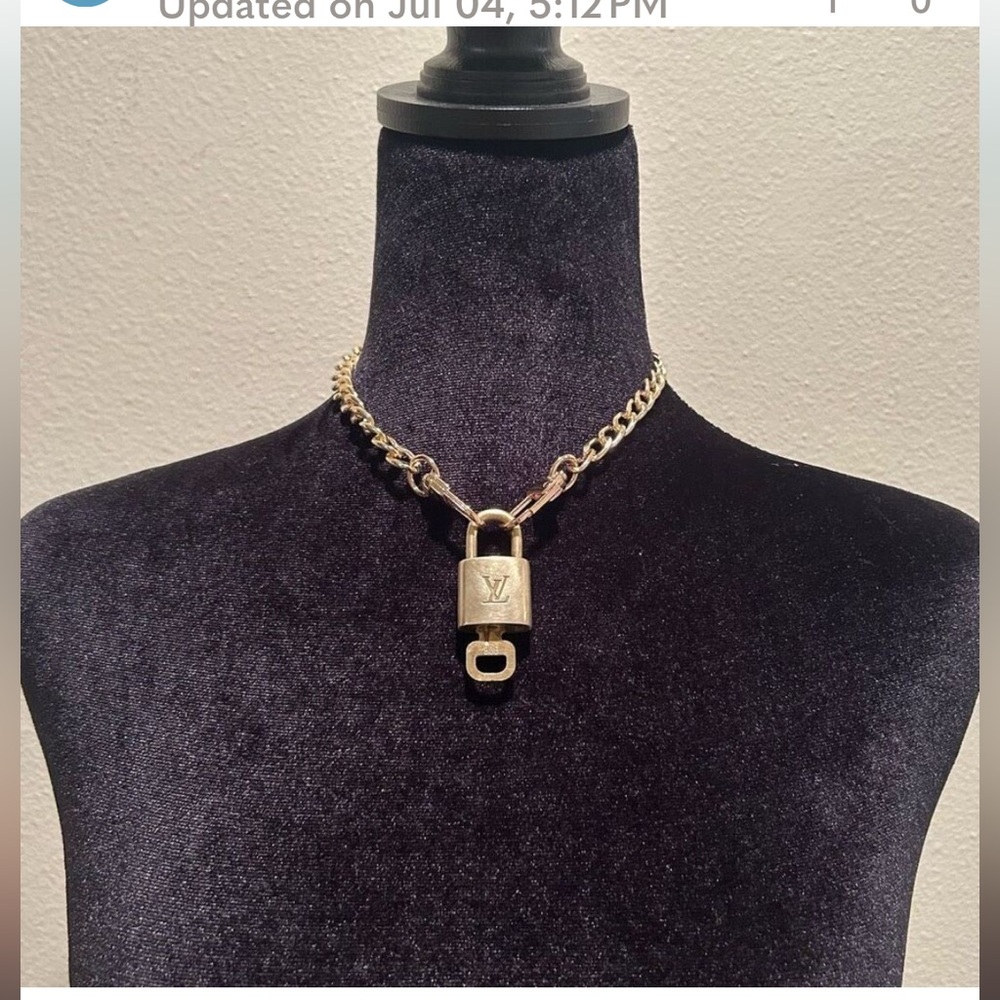 Louis Vuitton Lock and Key Brass Gold- includes chain/ numbers vary